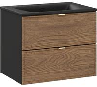 Ensemble de salle de bain SAVIA : meuble sous vasque 60cm + vasque à encastrer noire