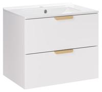Ensemble de salle de bain suspendu OSTER 60cm : meuble sous vasque à tiroirs blanc + vasque encastrée blanche