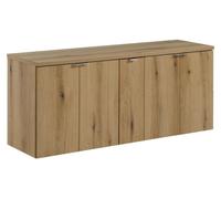 Ensemble de salle de bain suspendu VANO aspect chêne 140cm : meubles sous vasque à placards + plan pour vasque