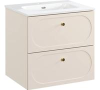 Ensemble de salle de bain TORNADO : meuble sous vasque 60cm beige + vasque à encastrer blanche