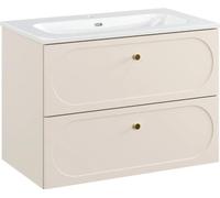 Ensemble de salle de bain TORNADO : meuble sous vasque 80cm beige + vasque à encastrer blanche