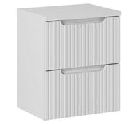 Ensemble de salle de bain VANO blanc 50cm : meuble sous vasque à tiroirs rainuré + plan pour vasque blanc alpin