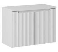 Ensemble de salle de bain VANO blanc 80cm : meuble sous vasque à placards rainuré + plan pour vasque blanc alpin mat