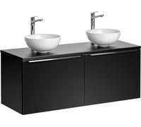 Ensemble de salle de bain VANTA : meubles sous vasque 120cm + plan pour vasque + 2 vasques blanches à poser