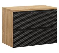 Ensemble de salle de bain YOKA noir : meuble sous vasque à tiroirs 80cm + plan vasque