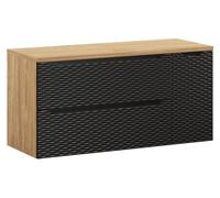 Ensemble de salle de bain YOKA noir : meuble sous vasque à tiroirs et placard 120 cm + plan vasque