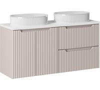 Ensemble De Salle De Bains 120 Cm Cachemire + Blanc Avec Deux Lavabos À Poser
