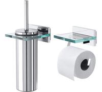Ensemble de salle de bains avec plateau en verre et brosse, chromé