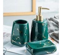 Ensemble de salle de bains de luxe, 3/4/5 pièces, ensemble moderne en céramique mosaïque couleur marbre, pour le salon, la chambre à coucher, l'appartement, vert foncé, 3 pièces.