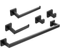 Ensemble de salle de bains, noir mat, 60 cm, porte-serviettes, acier inoxydable