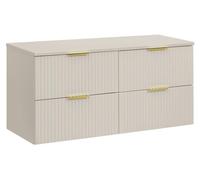Ensemble de salle de bains NOXERA 120 cm – Marron congo – Meuble 4 tiroirs + plan pour vasque