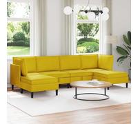 Ensemble de salon 6 pièces en velours jaune avec contreplaqué, ensemble de | Housse en velours, cadre en contreplaqué, coussin de coffre, rembourrage en mousse, ergonomique, facile d'entretien