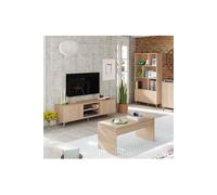 Ensemble de salon coloris effet bois ( meuble TV + bibliotheque + Table basse ) --