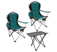 Ensemble de salon de camping Spetebo 3 pièces avec table pliante en aluminium et sac de transport - vert - Ensemble de table de jardin