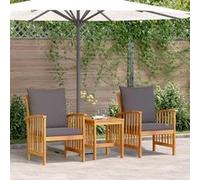 vidaXL Ensemble de canapé de jardin avec coussins 3 pcs huile naturelle bois massif acacia