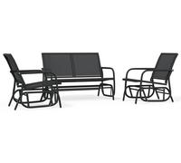 Ensemble de salon de jardin 3 pièces vidaXL avec balancelle, noir, en Textilene et acier