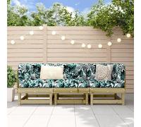 Ensemble de salon de jardin 3-TLG, en bois de pin, résistant aux intempéries. Mobilier d'extérieur idéal pour terrasse, balcon, véranda ou jardin d'hiver, composé d'éléments modulaires et doté d'une s