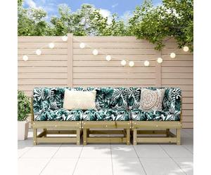 Ensemble de salon de jardin 3-TLG, en bois de pin, résistant aux intempéries. Mobilier d'extérieur idéal pour terrasse, balcon, véranda ou jardin d'hiver, composé d'éléments modulaires et doté d'une s