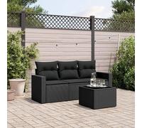 Ensemble de salon de jardin avec coussins, en rotin synthétique noir, idéal pour terrasse, balcon, véranda ou espace lounge. Résistant aux intempéries et modulaire, pour un moment de détente agréable