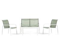 Ensemble de salon de jardin de luxe comprenant un canapé 2 places, 2 fauteuils et une table d'appoint en aluminium et Textilene, robuste, pour terrasse, véranda ou espace extérieur - Ischia