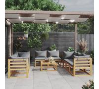 vidaXL Ensemble de jardin lounge 8 pièces en bois massif d'acacia avec coussins