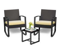 Ensemble de salon de jardin en rotin Bealife de 3 pièces - Jaune - Pour jardin, véranda et balcon