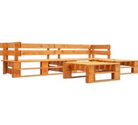 Ensemble de salon de jardin exclusif, 4 pièces, en palettes de bois, finition miel