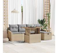 Ensemble de salon de jardin exclusif - 6 pièces - Beige - Rotin synthétique