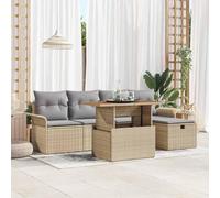 Ensemble de salon de jardin exclusif - 6 pièces - Beige - Rotin synthétique