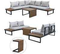 Ensemble de salon de jardin modulaire : canapé, coin, table, gris, 159 x 68,5 x 63 cm