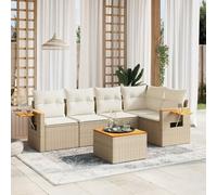 Ensemble de salon de jardin modulaire en polyrotin beige avec coussins, table d'appoint pliable, élévateur à gaz et compartiment de rangement, housse de coussin lavable imperméable