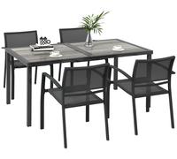 Ensemble de salon de jardin Outsunny 5 pièces avec table à manger et 4 chaises