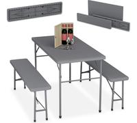 Relaxdays Ensemble table de jardin et 2 bancs