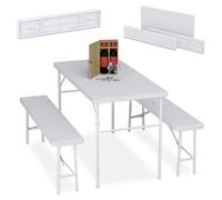 Relaxdays Ensemble table de jardin et 2 bancs