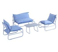 Ensemble de salon de jardin pour 4 personnes, comprenant un canapé, de la collection Mobili Rebecca Avoren, en métal et polyester, de couleur bleue