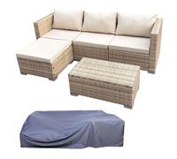 Ensemble de salon de jardin SVITA QUEENS mobilier de jardin coin salon housse polyrotin beige