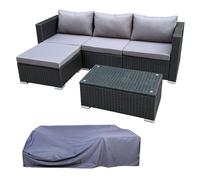 Ensemble de salon de jardin SVITA QUEENS mobilier de jardin coin salon housse polyrotin noir