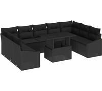 Ensemble de salon de jardin vidaXL, 10 pièces, couleur noire