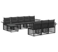 Ensemble de salon de jardin vidaXL, 10 pièces, noir et gris foncé, en polyester