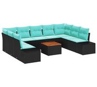 Ensemble de salon de jardin vidaXL, 10 pièces, noir et turquoise