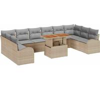 Ensemble de salon de jardin vidaXL, 11 pièces, en résine tressée beige
