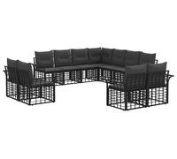 Ensemble de salon de jardin vidaXL, 11 pièces, noir et gris foncé, en polyester