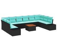 Ensemble de salon de jardin vidaXL, 11 pièces, noir et turquoise