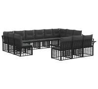 Ensemble de salon de jardin vidaXL, 13 pièces, noir et gris foncé, en polyester