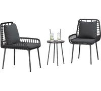 Ensemble de salon de jardin vidaXL, 3 pièces, noir et anthracite, en polyrotin