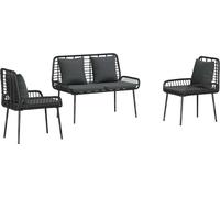 Ensemble de salon de jardin vidaXL, 3 pièces, noir et anthracite, en polyrotin