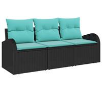 Ensemble de salon de jardin vidaXL, 3 pièces, noir et turquoise, en résine tressée