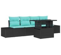 Ensemble de salon de jardin vidaXL, 5 pièces, 4 places, noir et turquoise