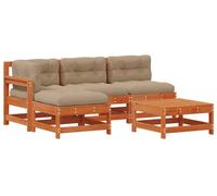 Ensemble de salon de jardin vidaXL, 5 pièces, couleur marron cire, en bois de pin massif