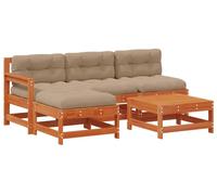 Ensemble de salon de jardin vidaXL, 5 pièces, en bois massif de pin, avec plateau en bois verni
